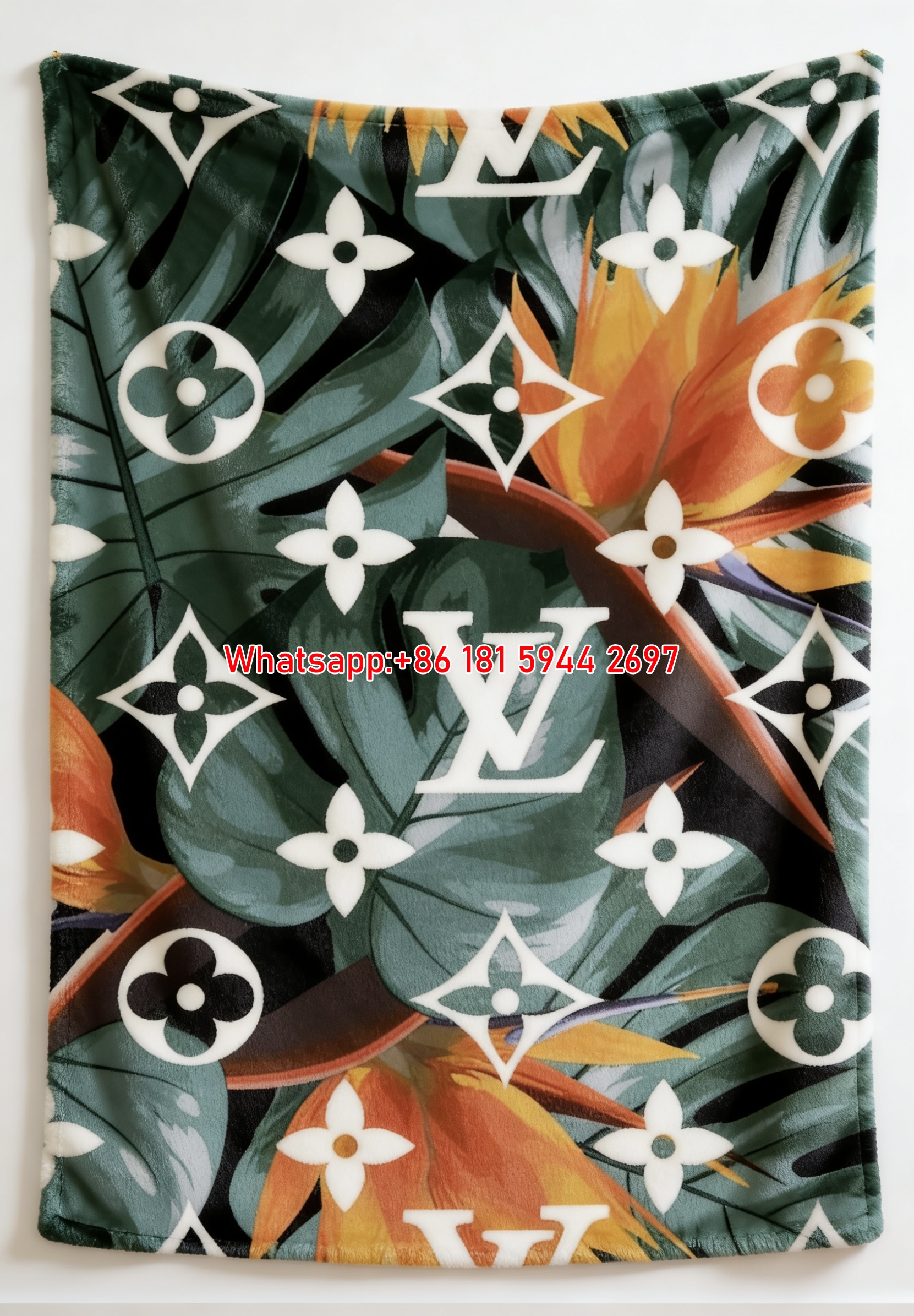 Tropical LV Monogram Blanket LV Tropics Flannel Throw IMG_3562